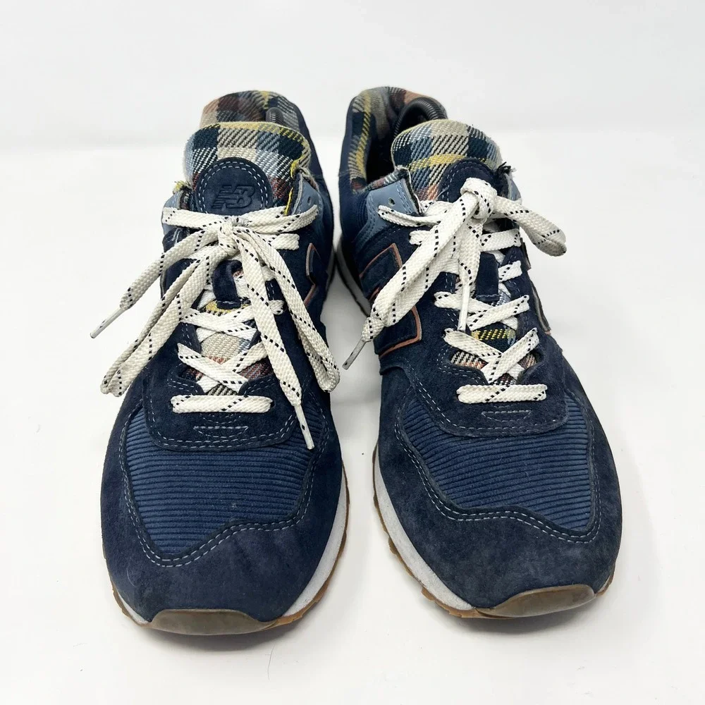 New‎ Balance 574 'Dark Blue Plaid' Mens Size 10 Corduroy Plaid Flannel Sneakers